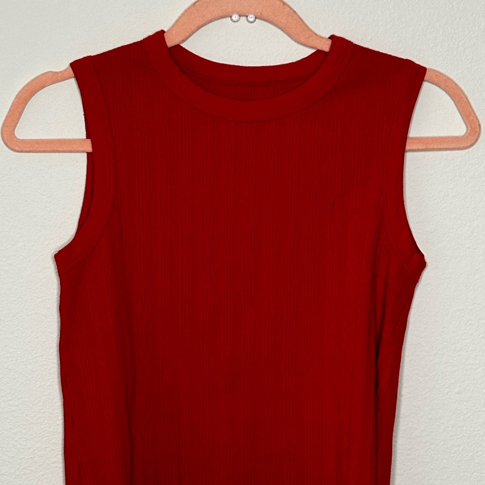 Enza Costa Red Silk knit cropped tank